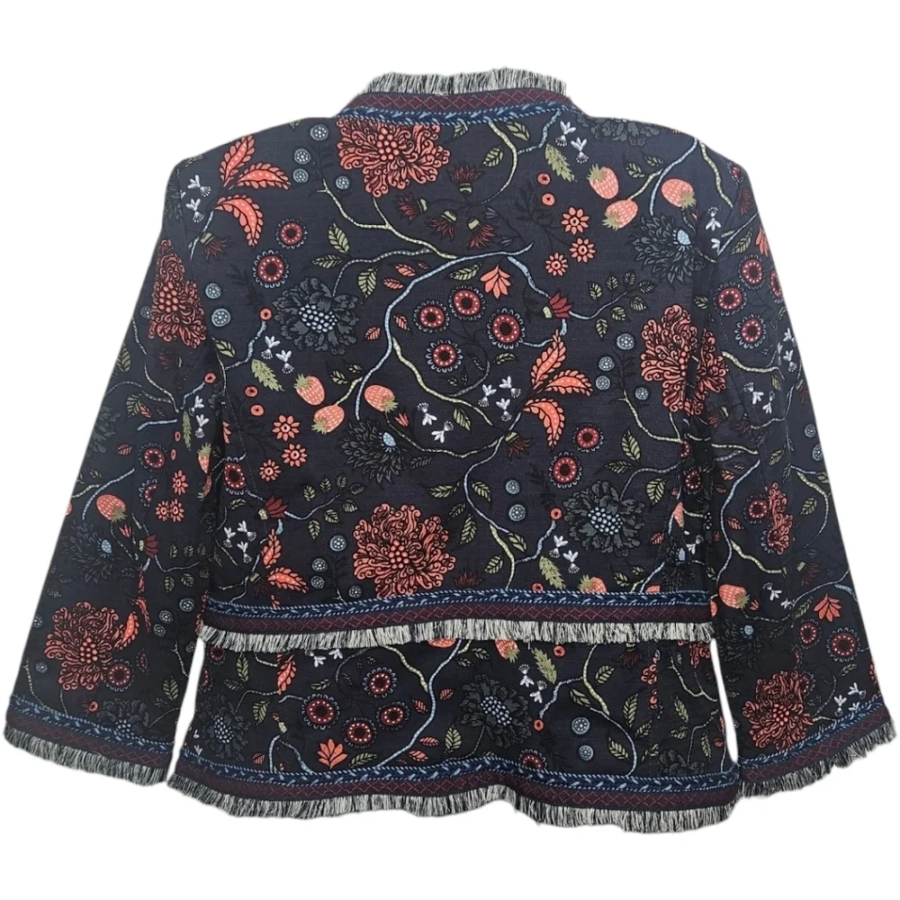 LOFT Women's Primavera Strawberry Floral Fringe Blazer